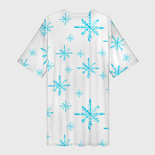 Женская длинная футболка Зимний узор из снежинок / 3D-принт – фото 2