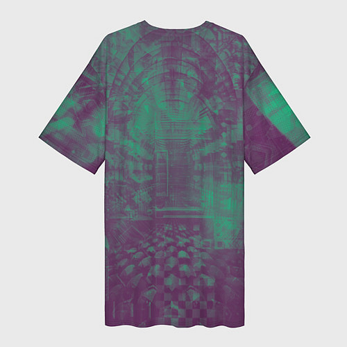 Женская длинная футболка Киборг в пурпурных тонах / 3D-принт – фото 2