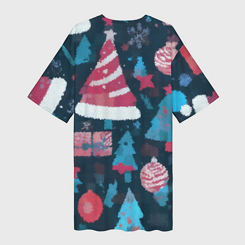 Женская длинная футболка Плюшевая новогодняя абстракция / 3D-принт – фото 2