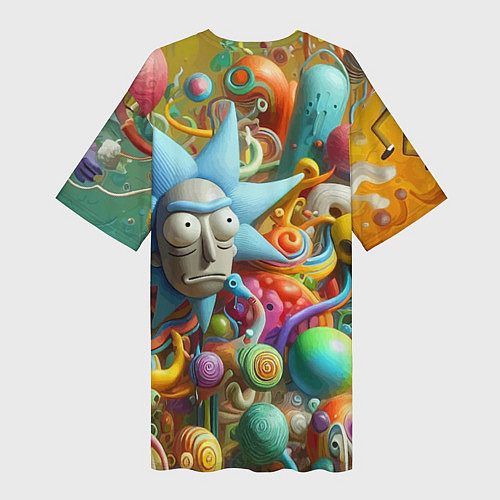 Женская длинная футболка Рик Санчес - абстракция / 3D-принт – фото 2