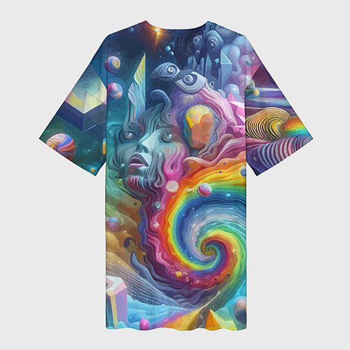 Женская длинная футболка Абстрактное граффити с лицом девушки / 3D-принт – фото 2