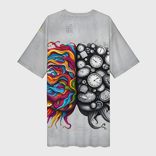 Женская длинная футболка Полушария мозга / 3D-принт – фото 2