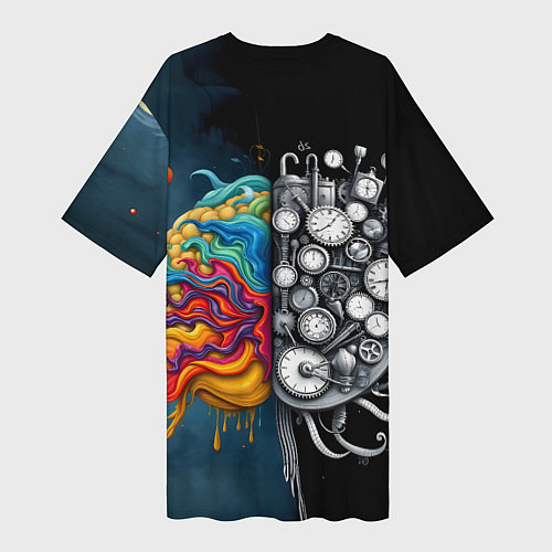 Женская длинная футболка Креативный мозг / 3D-принт – фото 2