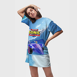 Футболка женская длинная Blaze the cat - team Sonic racing, цвет: 3D-принт — фото 2