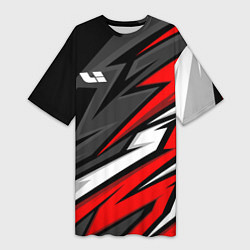 Футболка женская длинная Lixiang - красный спортивный, цвет: 3D-принт