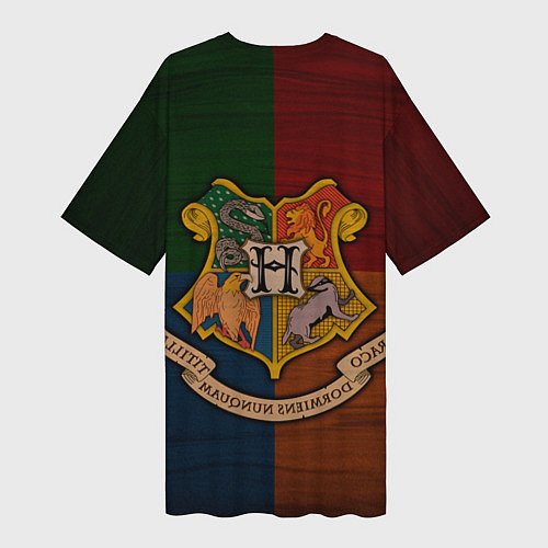 Женская длинная футболка Hogwarts emblem / 3D-принт – фото 2