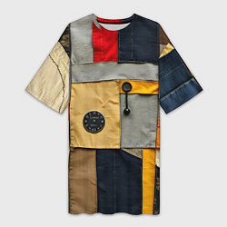 Женская длинная футболка Ретро пэчворк