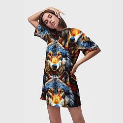 Футболка женская длинная Волчары, цвет: 3D-принт — фото 2