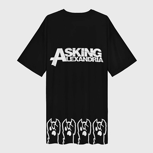 Женская длинная футболка Asking Alexandria - кот рок / 3D-принт – фото 2