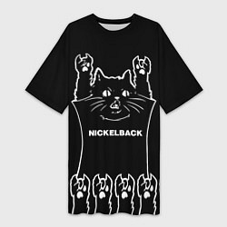 Женская длинная футболка Nickelback: cat rock