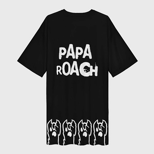 Женская длинная футболка Papa Roach: cat rock / 3D-принт – фото 2