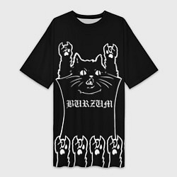 Футболка женская длинная Burzum: cat rock, цвет: 3D-принт