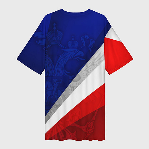 Женская длинная футболка Герб России - триколор / 3D-принт – фото 2