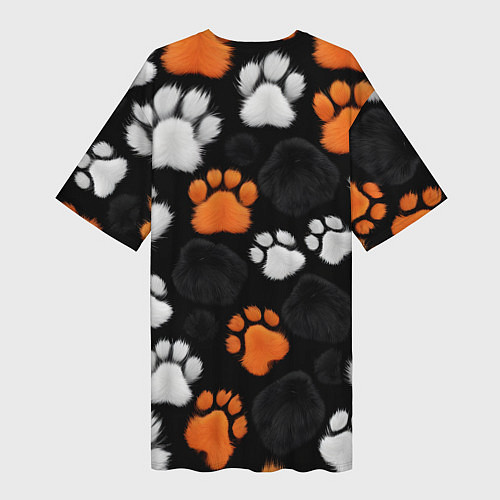 Женская длинная футболка Мохнатые лапки / 3D-принт – фото 2