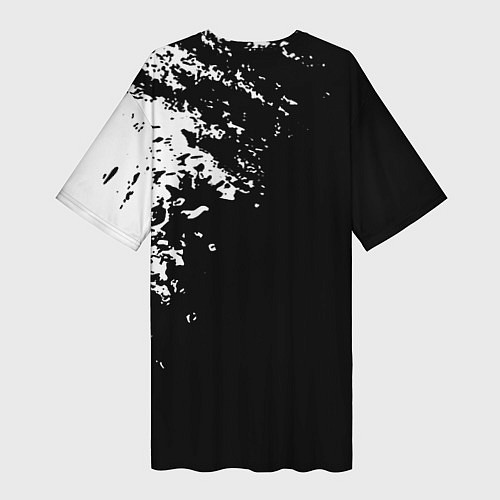 Женская длинная футболка Portal краски черно белый / 3D-принт – фото 2