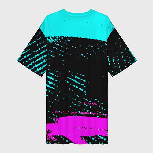 Женская длинная футболка The Witcher неоновые краски / 3D-принт – фото 2