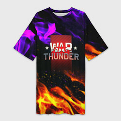 Футболка женская длинная Warthunder neon flame, цвет: 3D-принт