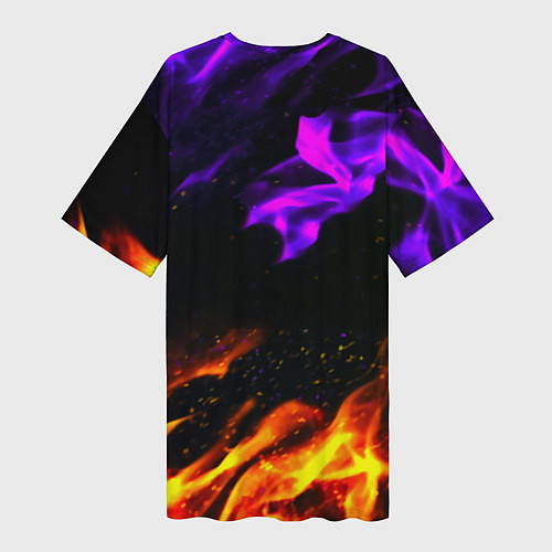 Женская длинная футболка Warthunder neon flame / 3D-принт – фото 2