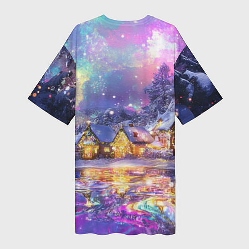 Женская длинная футболка Настроение рождества / 3D-принт – фото 2