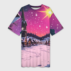 Женская длинная футболка Закат рождества