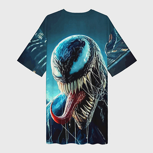 Женская длинная футболка Venom in metropolis - ai art neon fantasy / 3D-принт – фото 2