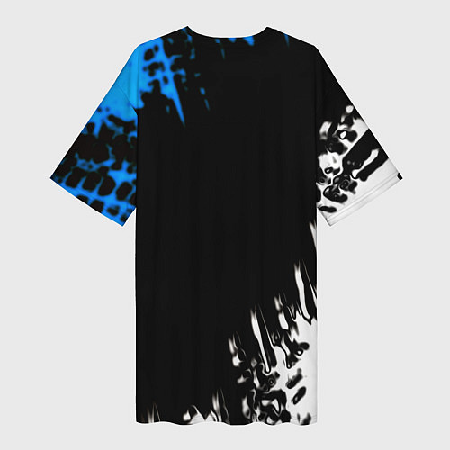 Женская длинная футболка Doom краски лого текстура / 3D-принт – фото 2