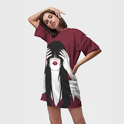 Футболка женская длинная Поп арт девушка с руками, цвет: 3D-принт — фото 2