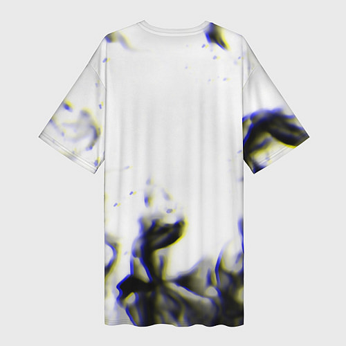 Женская длинная футболка Ведьмак глитч огонь / 3D-принт – фото 2