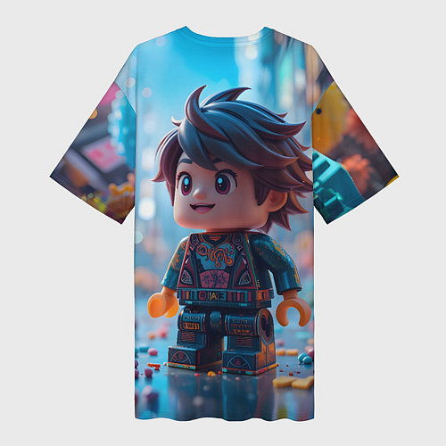 Женская длинная футболка Человечек из лего / 3D-принт – фото 2