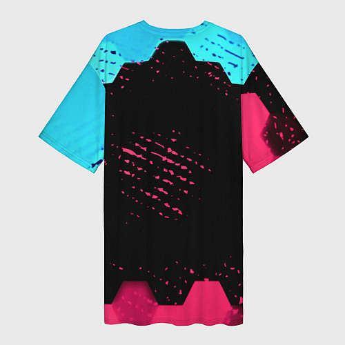 Женская длинная футболка NBA баскетбол соты неон / 3D-принт – фото 2