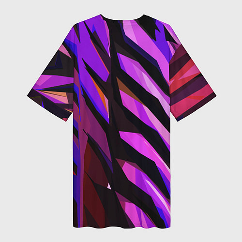 Женская длинная футболка Фиолетово -чёрная абстракция / 3D-принт – фото 2