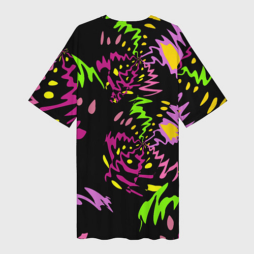 Женская длинная футболка Яркие абстрактные круги-зигзаги / 3D-принт – фото 2