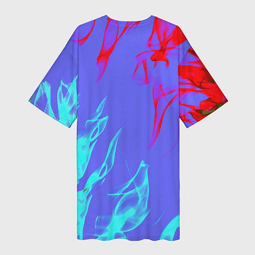 Женская длинная футболка Portal 2 neon flame steel / 3D-принт – фото 2