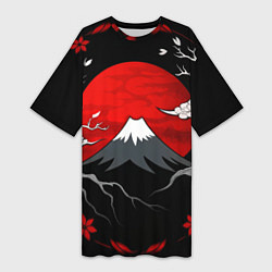 Футболка женская длинная Японский вулкан, цвет: 3D-принт