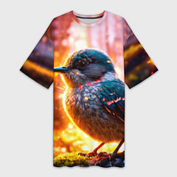 Футболка женская длинная Кукушка в искрах, цвет: 3D-принт