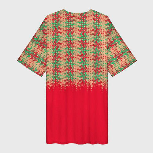 Женская длинная футболка Красный с зелёным текстурированный / 3D-принт – фото 2