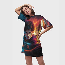 Футболка женская длинная Harry Potter, цвет: 3D-принт — фото 2