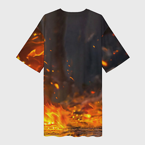 Женская длинная футболка Утенок в огне / 3D-принт – фото 2