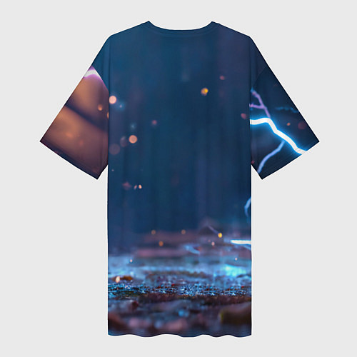 Женская длинная футболка Синий утенок / 3D-принт – фото 2