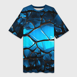 Женская длинная футболка Синяя текстура объемных плит