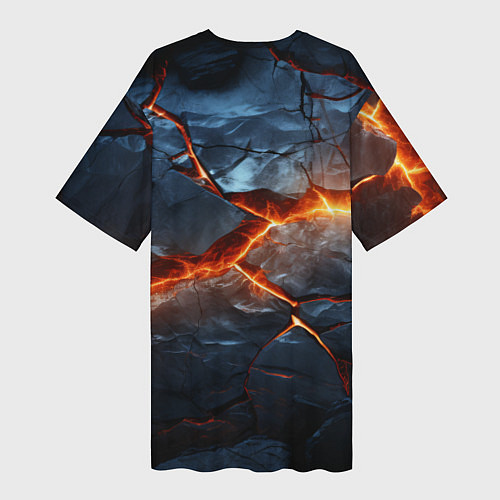 Женская длинная футболка Черная треснутая плита - текстура / 3D-принт – фото 2