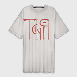 Женская длинная футболка Вязью Татьяна - красная надпись