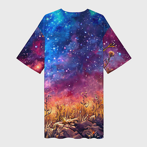 Женская длинная футболка Голубь в космосе / 3D-принт – фото 2
