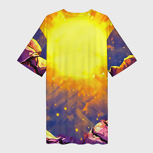 Женская длинная футболка Сурикат в яркиз лучах солнца / 3D-принт – фото 2