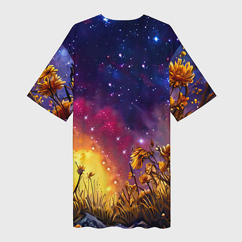 Женская длинная футболка Песец в звездную ночь / 3D-принт – фото 2