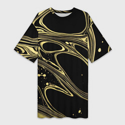 Футболка женская длинная Разводы в виде кругов и линий - текстура, цвет: 3D-принт