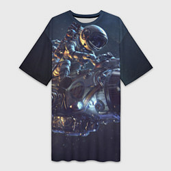 Женская длинная футболка Космонавт - ракета