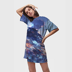 Футболка женская длинная Аниме - магическая битва, цвет: 3D-принт — фото 2