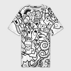 Футболка женская длинная Каляки маляки, цвет: 3D-принт