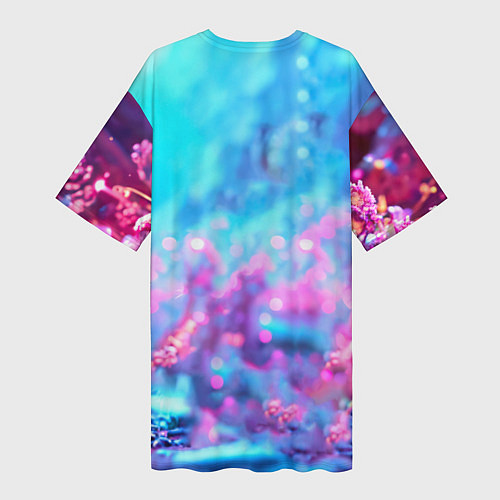 Женская длинная футболка Песец в неоновом свете / 3D-принт – фото 2